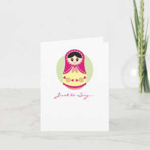 Rosa rysk docka Notecard Kort