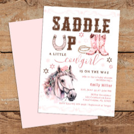 Rosa Saddle Up Cowgirl Baby Shower Inbjudan