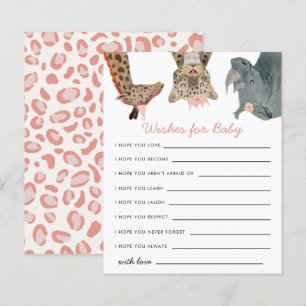 Rosa Safari Animals Önskemål för Baby Card