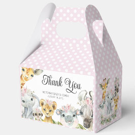 Rosa Safari Djur Baby Shower Favor Box Presentaskar