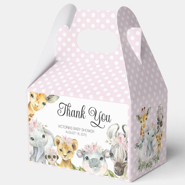 Rosa Safari Djur Baby Shower Favor Box Presentaskar (Skapare uppladdad)