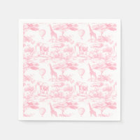 Rosa Safari Djur Toile de Jouy Bebis shower