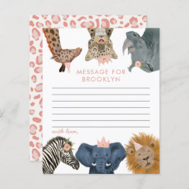 Rosa Safari Födelsedagsfest Time Capsule Note Card