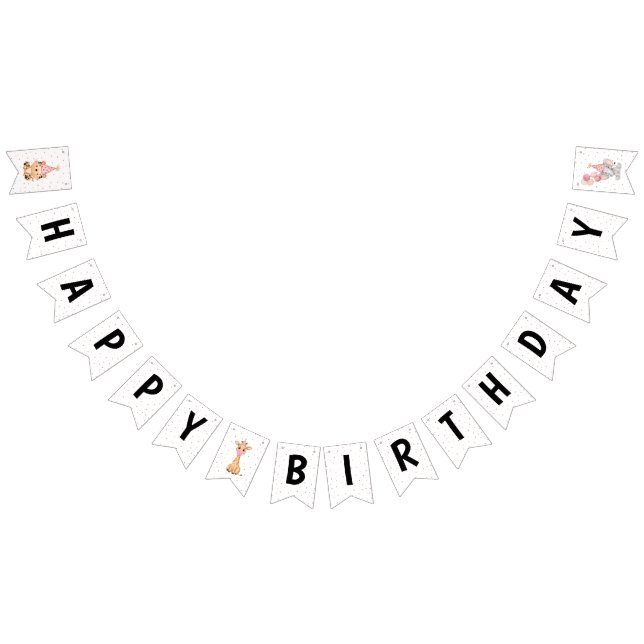 "Rosa Safari Jungle Birthday Vimplar (Alla)