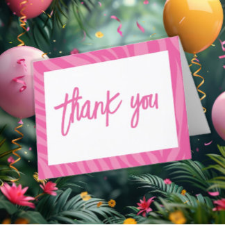 Rosa Safari Jungle som uppmanar alla Party-djur Tack Kort