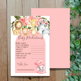 Rosa Safari Theme Baby Shower Predictions Game
