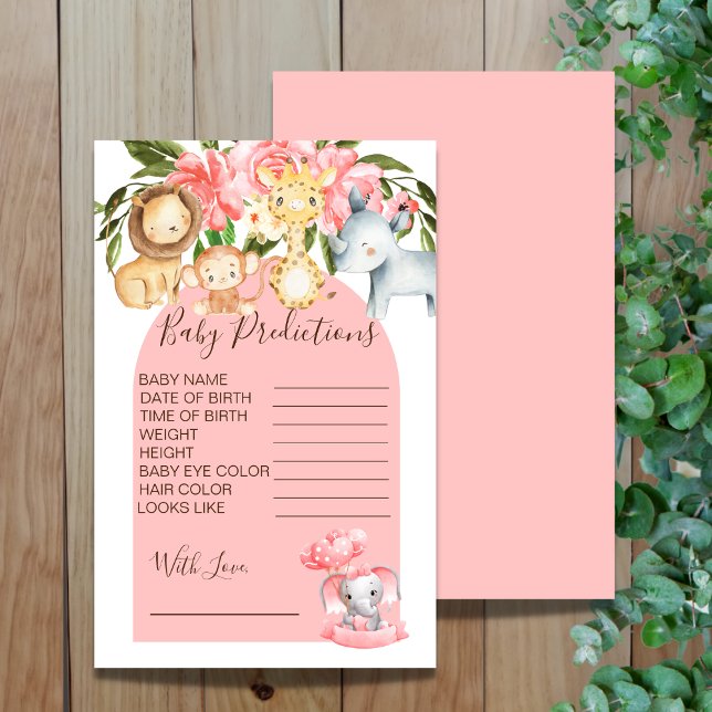 Rosa Safari Theme Baby Shower Predictions Game (Skapare uppladdad)