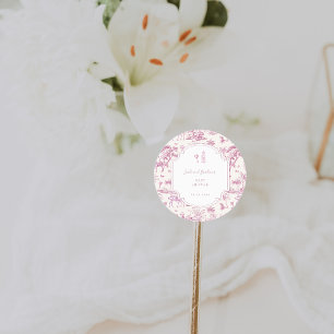Rosa Safari Toile de Jouy   Barnkalas Runt Klistermärke