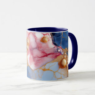 Rosa & Safir Marmor med Gyllene Pärlor Mugg
