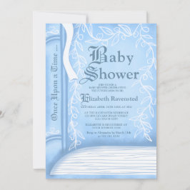 Rosa saga storytell som berättar om babyduschen i  inbjudningar