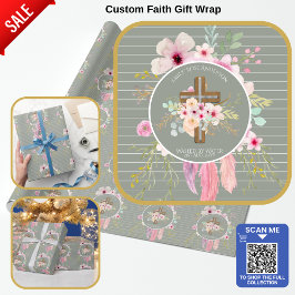 Rosa Sage Blommigt Kor Girls Baptism Flower Söt Presentpapper