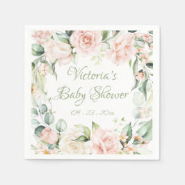Rosa Sage Blommigt Personlig Baby Shower Pappersservett