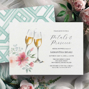 Rosa & Sage Blue Petals & Prosecco Möhippa Inbjudningar