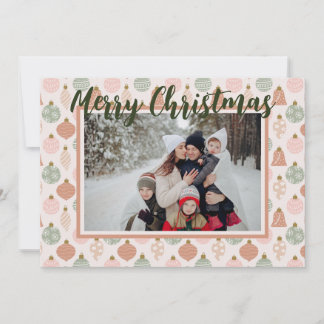 Rosa Sage Boho Ornaments Fotomallkort Julkort