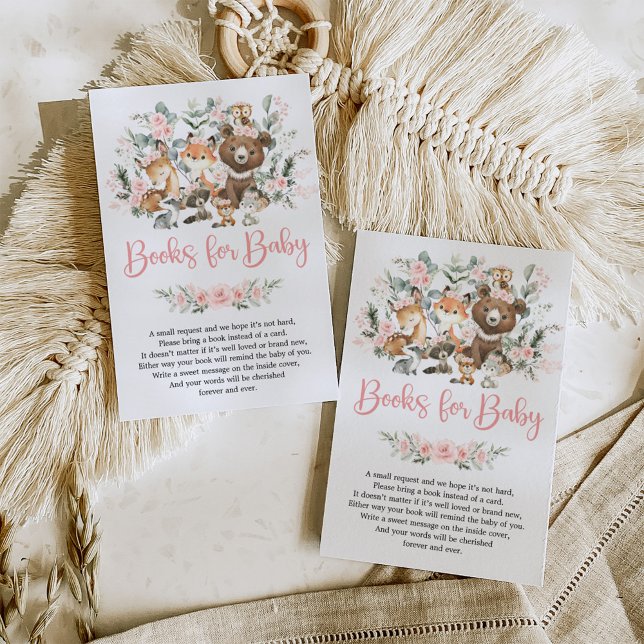 Rosa Sage Greenery Woodland Animals Bokar för Baby Tilläggskort (Skapare uppladdad)