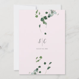 Rosa Sage Grönt Löv Botanical Eucalyptus Inbjudningar