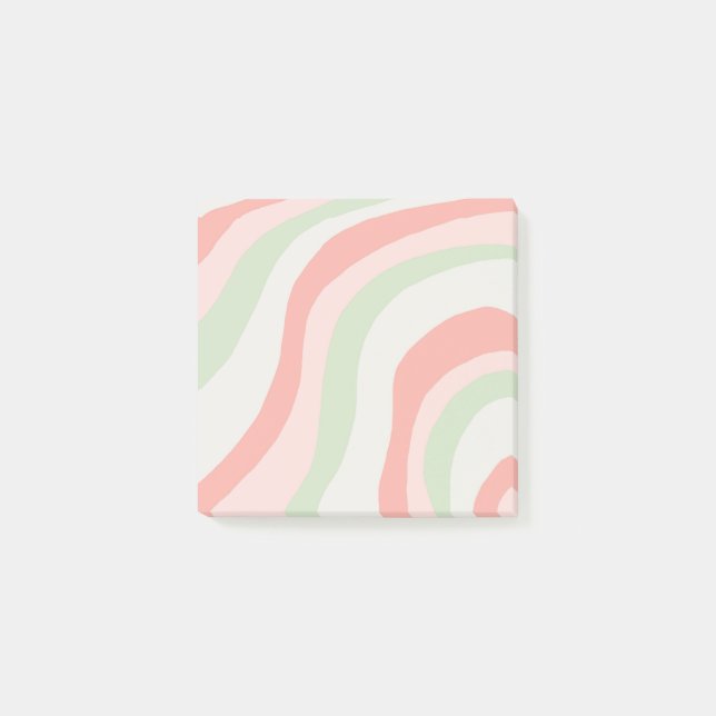 Rosa Sage Grönt Pastel Rand Chic Modern Retro Post-it Block (Framsida)