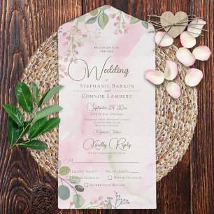 Rosa & Sage Grönt Vattenfärg Boho Blommigt Middag