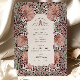 Rosa Sage Grönt Vintage Elegance Pimpernel Bröllop Inbjudningar