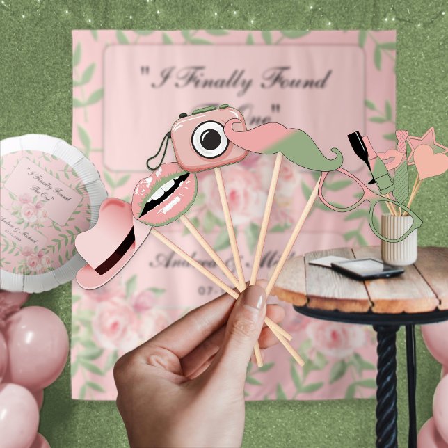  Rosa | Sage Roligt Photo Booth Bröllop Props Poster (This is intended for Digital Instant Download / Printable Purchase. Click the "Choose Your Format".)