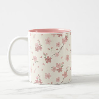 Rosa Sakura Blommande Tvåtons Mugg