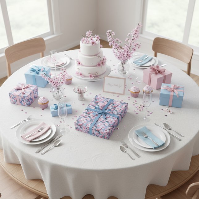 Rosa Sakura Blommar Botaniska Mönster Presentpapper (Skapare uppladdad)