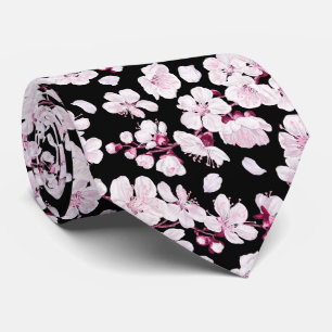 Rosa Sakura Blommigt Cherry Mönster Modern Black Slips
