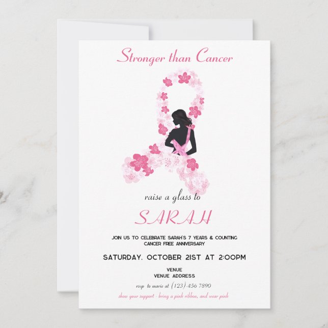 Rosa Sakura Bröstcancer överlevande Fundraiser Inbjudningar (Framsida)