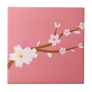 rosa Sakura CHerry Blommar Japanska Kakelplatta
