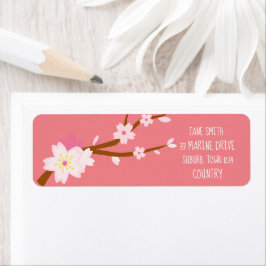  rosa Sakura CHerry Blommar japanska Returadress Etikett