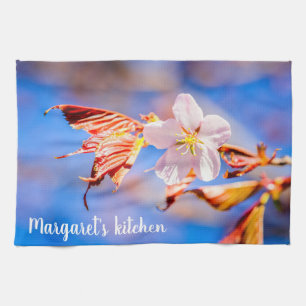 Rosa Sakura Flower Blå himmel Kitchen Towel Kökshandduk