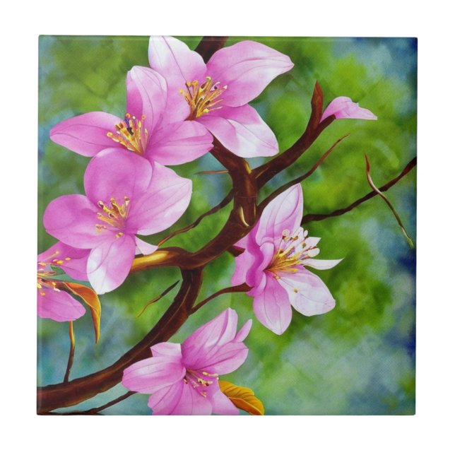 Rosa Sakura Flower Decorative Blommigt Ceramic Til Kakelplatta (Framsidan)