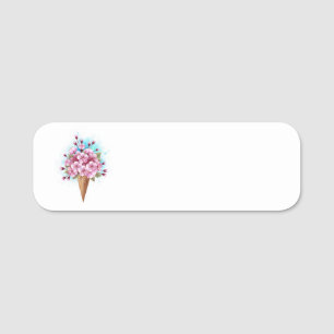 Rosa Sakura Glass-strutis-våffelkon Namnbricka