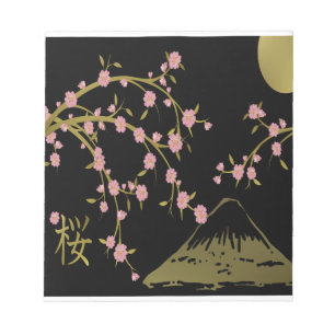 Rosa Sakura Guld Black Japanska Skärm Anteckningsblock