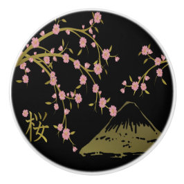 Rosa Sakura Guld Svart Japansk Skärm Knopp