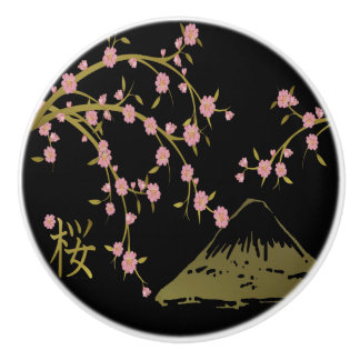 Rosa Sakura Guld Svart Japansk Skärm Knopp