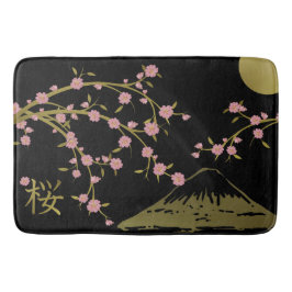 Rosa Sakura Guld Svart Japansk Skärm Poster Badrumsmatta