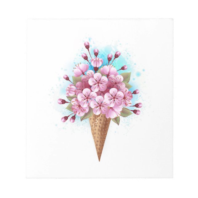 Rosa Sakura Ice Cream Waffle Cone Anteckningsblock (Framsida)