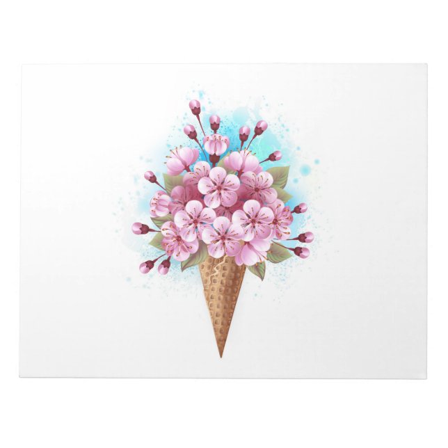Rosa Sakura Ice Cream Waffle Cone Anteckningsblock (Framsida)