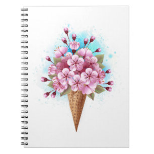 Rosa Sakura Ice Cream Waffle Cone Anteckningsbok