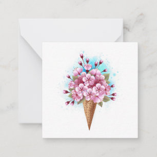 Rosa Sakura Ice Cream Waffle Cone Anteckningskort