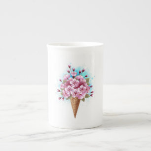 Rosa Sakura Ice Cream Waffle Cone Benporslin Mugg