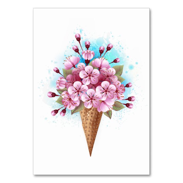 Rosa Sakura Ice Cream Waffle Cone Bordsnummer (Framsidan)