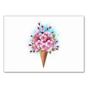 Rosa Sakura Ice Cream Waffle Cone Bordsnummer