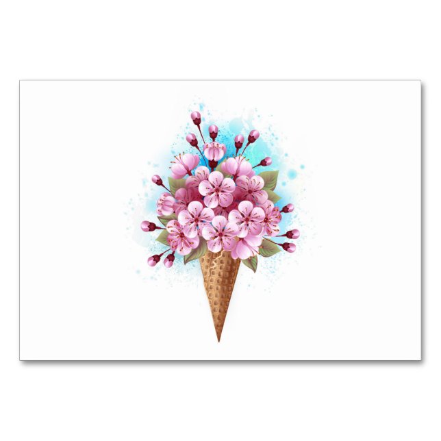 Rosa Sakura Ice Cream Waffle Cone Bordsnummer (Framsidan)