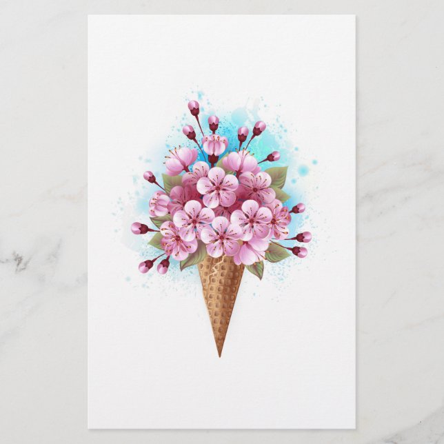 Rosa Sakura Ice Cream Waffle Cone Brevpapper (Framsida)