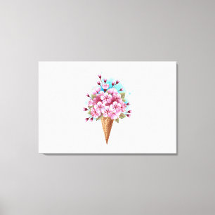 Rosa Sakura Ice Cream Waffle Cone Canvastryck