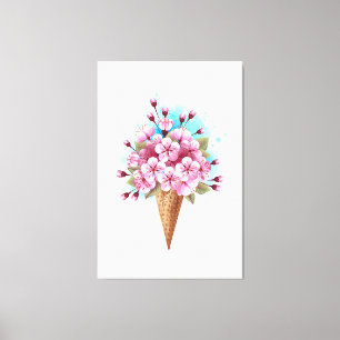Rosa Sakura Ice Cream Waffle Cone Canvastryck