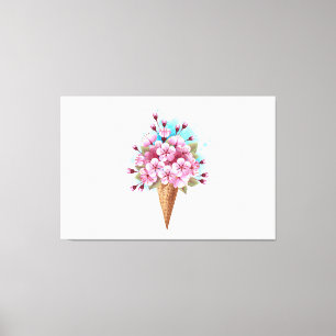 Rosa Sakura Ice Cream Waffle Cone Canvastryck