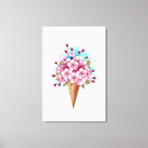 Rosa Sakura Ice Cream Waffle Cone Canvastryck